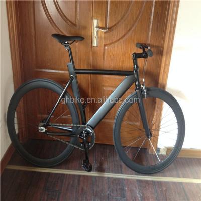 China 700c Black Aluminum Frame Fixie Bike with Double V Brake Fixed Gear Man Track Bike for sale