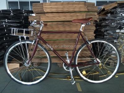 China Retro Fixed Gear Bike Bicycle with Front Carrier Inner 3 Speed Road Bike To Be Ordered for sale