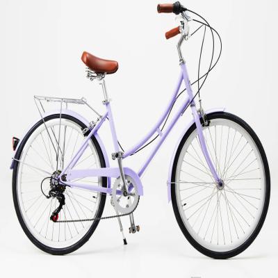 China 6 Speed Adult Women's Comfort Bike Vintage Lady Fitness City Bicycle with Basket for sale