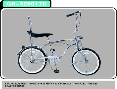 China 20 inch CE certified chrome painting lowrider beach cruiser bike with banana saddle for sale