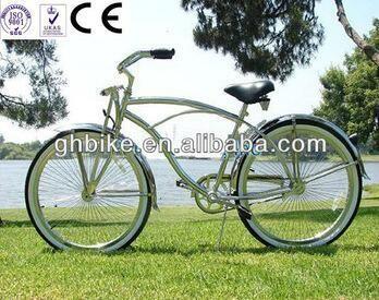 China 26 inch CP Chrome Frame Spring Fork Beach Cruiser Fiets met staal vork materiaal Te koop