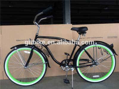 China Green Aluminum Alloy Rim 26inch Cruiser Bike with Steel Fork Material and Green Color for sale