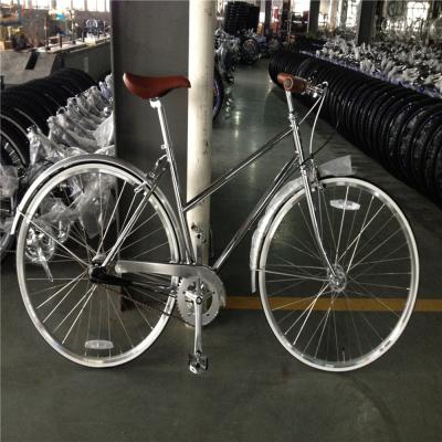 China NO Suspension 3 Gear Silver Color Cromo Frame Vintage Ladies Bike Retro Women Lady Bicycle for sale