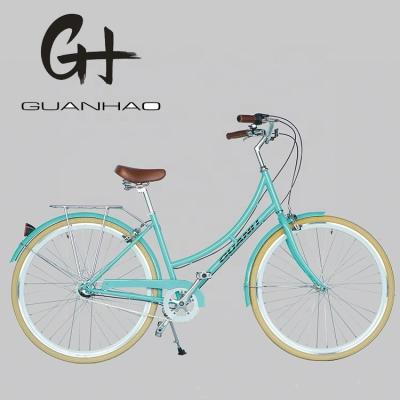 China 1.8m Length CE Europe OEM Logo Hi-Ten Steel Frame Single Speed City Bikes for Women 26inch for sale