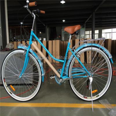 China Blauwe kleur 7 snelheid Vintage Lady City Cruiser Bike Vrouwen Retro Bikes voor het stadsleven Te koop