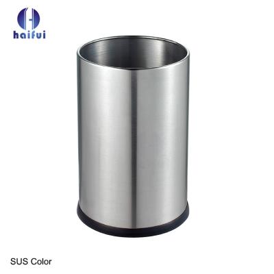 China 201 Indoor Room Double Layers Stainless Steel Sustainable Hotel Garbage Bin and Waste Bin Straight Paper Bin for sale