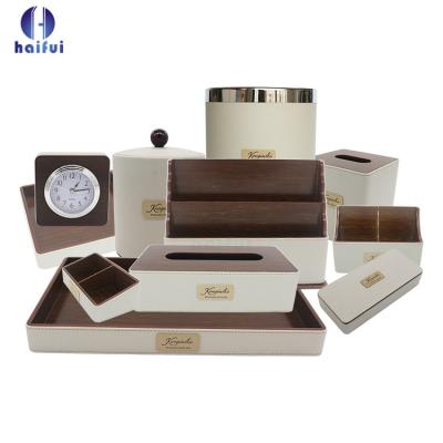 China Home Guest Room Fashionable Design Hotel Textiles PU Menu Book Leather Amenities Tray Products Leather Set for sale