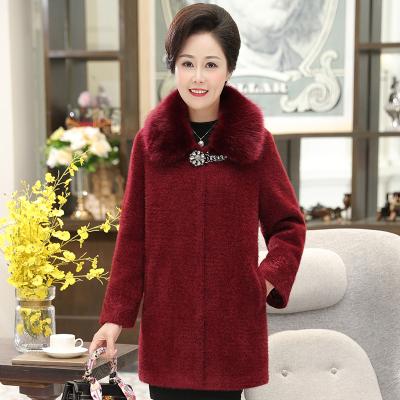 China New Anti-wrinkle Mother Wear Coat Winter Women's Clothing Plus Cotton Thickening Mink Fur Coat Women for sale