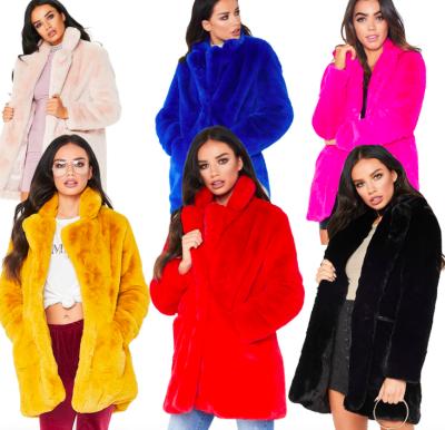 China Fur Coat Plush Style Female Jackets Breathable Loose Medium Fluffy Soft Warm Long Sleeve Jackets Overcoat Faux Fur Coat For Women for sale