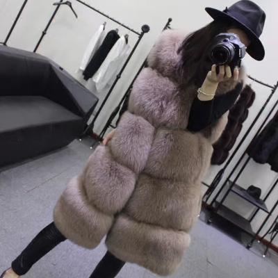 China Sale Breathable Warm Winter Thick Fur Vests Faux Coat Female Mid Long Jacket Outerwear Women Faux Fox Fur Vest Coats Vest for sale