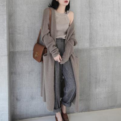 China Autumn And Winter New Style Breathable Mid Length Coat American And European Fashion Knitted Women Long Cardigan Sweater Coat 58882112 for sale