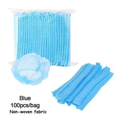 China Disposable Blue Pink Blue Net Surgeon Useful Hair Clip Nonwoven Striped Nonwoven Striped Shower Cap for sale