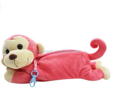 China Soft Monkey Pen Bag Case Plush Monkey Pencil Pouch Gift/OEM Plush Monkey Pink Pencil Pouch Blanket Holder Bag For Student for sale