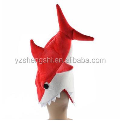 China 2018 Funny Gift/Blanket Halloween Shark Piranha Fish Hat Plush Toy Stuffed Plush Hat Cosplay Hat For Kids Adult Gift for sale