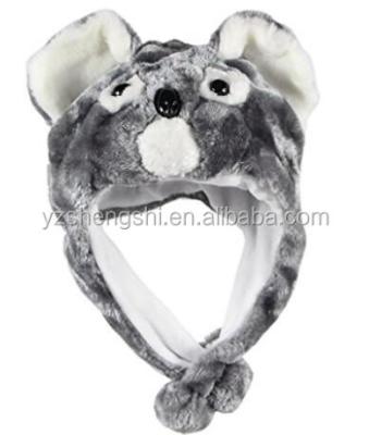 China Gift Animal Cap / Koala Hats Fun 100% Polyester Fleece Plush Covering Striping Animal Hats Wholesale From China for sale