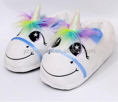 China Hot Animal Main Gift Plush 3D Unicorn/Factory Indoor Fluffy Fluffy Plush Cover Unisex Slippers Lovely Slippers Novelty Soft Factory for sale