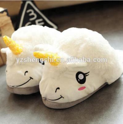 China Gift/Cute Plush Free Sample Covering Factory Unicorn Slipper For Indoor/Wholesale Cheap Stuffed Plush Unicorn Slipper For Kids Adult/ for sale