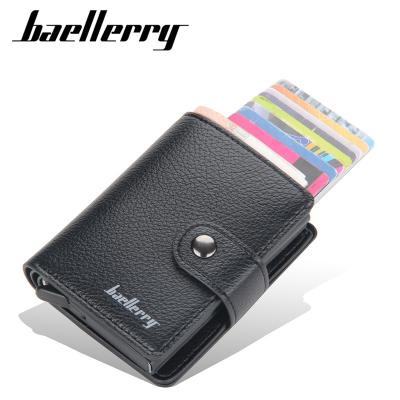 China New RFID Men's Wallets PU Automatic Wallet New Short Slim Male Card Holder Purse High Quality Leather Brand for sale