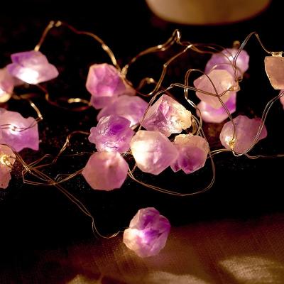 China Rose Crystal String Lights Natural Rough Natural Rose Crystal String Lights 10FT 30 LED Battery and USB Operated for Valentine's Day, Mothers Day, Wedding Ornament for sale