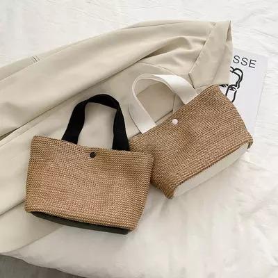 China New 2022 Fashion Design Bolsos De Playa Ladies Fashion Straw Handbags Casual Beach Bag Woven Handbags For Women for sale