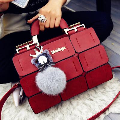 China Fashion Fast Delivery Fashion 2022 Solid Color Splice Handbag For Women PU Shoulder Tote Bag Trendy Ladies Cross Body Simple Handbags for sale