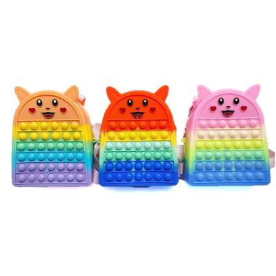 China Wholesale 2022 Newest Designer Kid Coin Purse PVC Waterproof / Hot Selling Rainbow Silicone Mini Backpack For Girls for sale