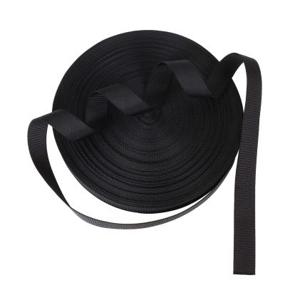 China High tenacity polyester webbing heavy duty black tying webbing, heavy climbing flat strap, great for dog leash, collars, seat belt for sale