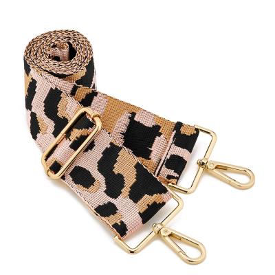 China Polyester/Nylon/Bamboo Wholesale Leopard Design Bag Accessories Parts Replacement Belts Nylon Handle Woven Shoulder Bag Adjustable Fastener For Bags for sale