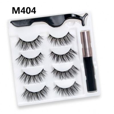 China Reusable wholesale private label lashes magnetic 3d eyelashes with eyeliner for sale