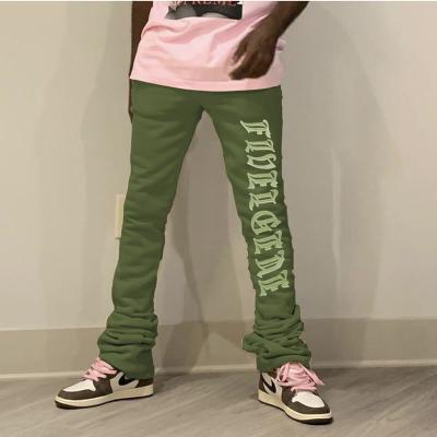 China Custom LOGO Sweatpants Hip Hop Stack Anti-Wrinkle Fleece Pants Men Elastic Waist Jogger Flared Pants Stacked Pants For Men for sale