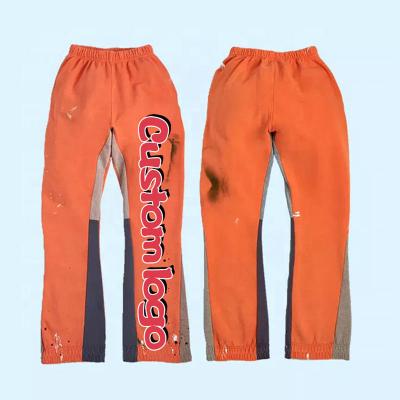 China Custom Wholesale Heavy Oversized French Wide Leg Pants High Quality Terry Rhinestone Anti-wrinkle Logo Joggers Flare Sweatpants for sale