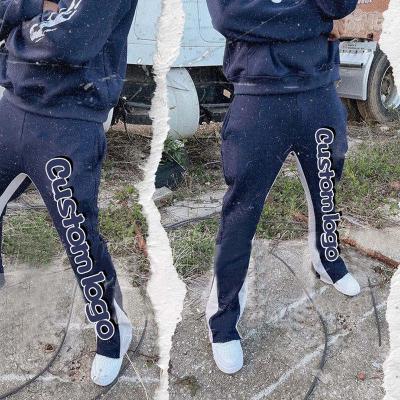 China Custom Logo High Quality Streetwear Mens Anti-Wrinkle Jogger Sweatpants Skeleton Blast Print Fleece Stacked Rocket Sweatpants for sale