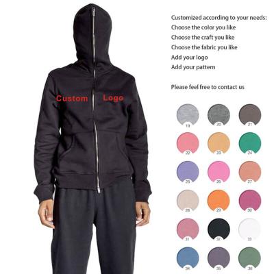 China High Quality Custom Designer Streetwear Blank Full Logo Drop Shoulder Cotton Fleece Anti-wrinkle Zip Up Hoodie for sale