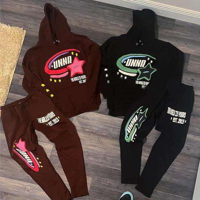 China Custom Logo Streetwear Clothing Jogging Flare Breathable Pants Hoodie 2 Pcs Set Tracksuits Jogging Suits Tracksuit For Men for sale