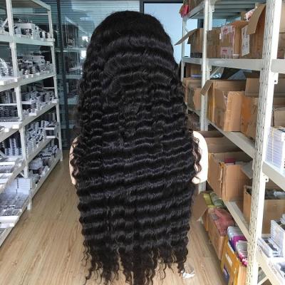 China Factory Wholesale Deep Wave Brazilian Virgin Hair Transparent Lace Wigs Pre Plucked 13x4 Lace Frontal Wig With Baby Hair for sale