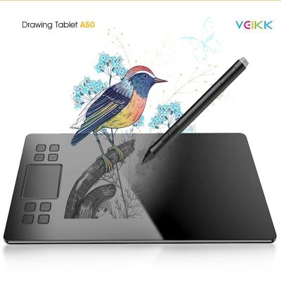 China VEIKK A50 250pps report rate eight hotkeys gesture touch graphic design pen tablet 10x6 inch for sale