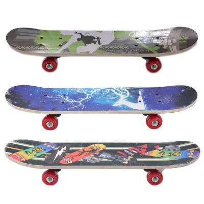 China Child Outdoor Sports Dual Rocker Skateboard 22 Inch Kids Cartoon Four-wheel Marple Longboard For Kid for sale