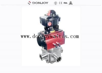 China Three Way 10Bar PTFE Gasket DN40 Pneumatic Ball Valve for sale