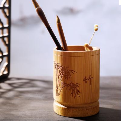 China House. Desk. Custom School Handmade Universal Pencil Cup Holder Bamboo Wood Pen Holder for sale