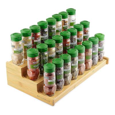 China Sustainable Custom Cabinet Holding Wooden Spice Rack Organizer, Bamboo 3-Tier Kitchen Storage Display Racks for sale