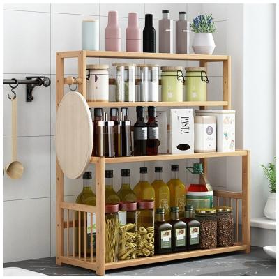 China Sustainable Universal Standing Bamboo Spice Rack With Adjustable Height for sale