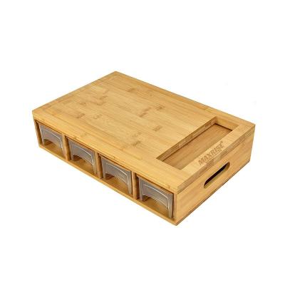 China Extra Large Sustainable Multifunctional Kitchen Bamboo Wooden Cutting Board With Drawers Acrylic Cutting Plate With Tray Drawers for sale