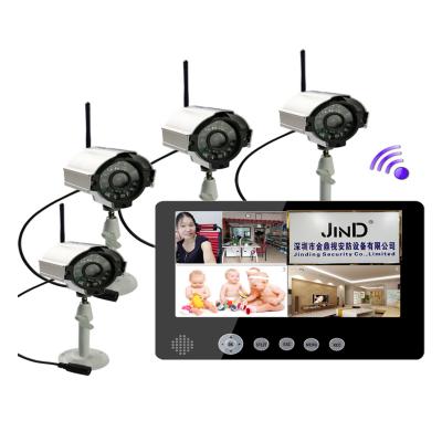 China Audio 9Inch TFT LCD 4Channel 2.4G Wireless Camera Home Security CCTV DVR Two Way Audio Combo Kit for sale