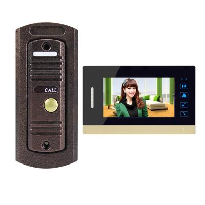 China 7 Inch Touch Button Screen Video Door Phone Intercom Kit With Clock Configuration 7