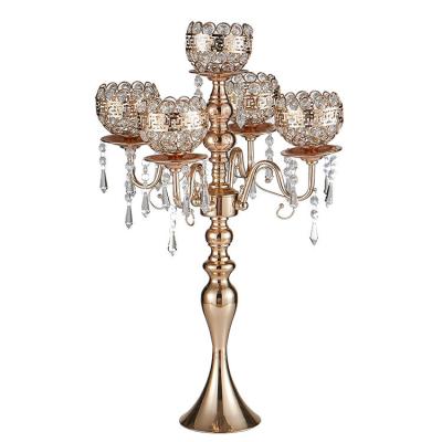 China For Candle Wedding Centerpiece Wholesale Long Glass Candelabra Crystal Holder Candle Holder for sale