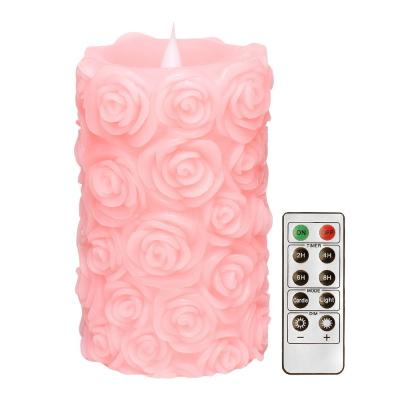 China New Design Flower Flameless Moving Wick Rose Led Candles Soy Wax for sale