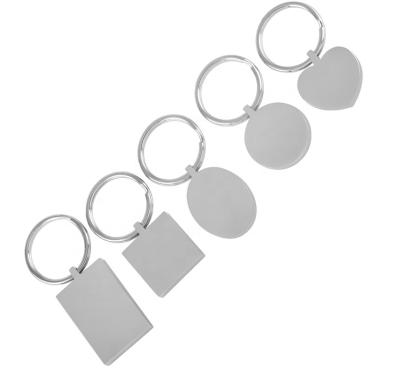 China CLASSIC Mute Key Chain For DIY Engraving Stainless Steel Rectangle/Square/Round/Key Ring Fashion Jewelry Wholesale Price Oval/Heart for sale