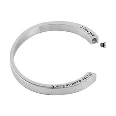 China CLASSIC Hot Selling Ashes Holder Keepsake Memorial Bangle Letter Cuff Memorial Cremation Urn Bracelet for sale