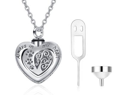 China Classic 925 Sterling Silver Heart Paw Cremation Cremation Pendant Jewelry for sale