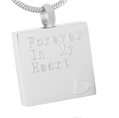 China CLASSIC Forever In My Ashes Silver Memorial Holder Jewelry Cremation Urn Keepsake Book Shape Heart Stainless Steel Pendant for sale